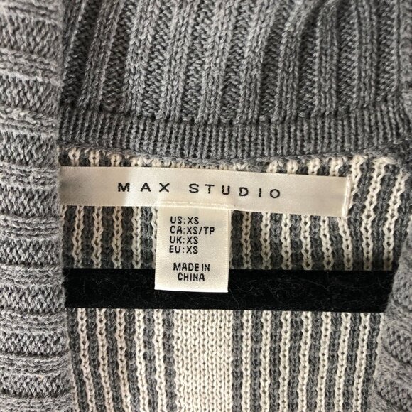 Max Studio Womens Cardigan Sweater Open Front Shawl Collar Ribbed Gray XS - Picture 3 of 4